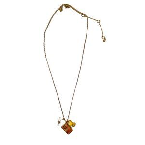 Kate Spade Go Go Go Yellow Car Floral Daisy Charm Fashion Gold Necklace